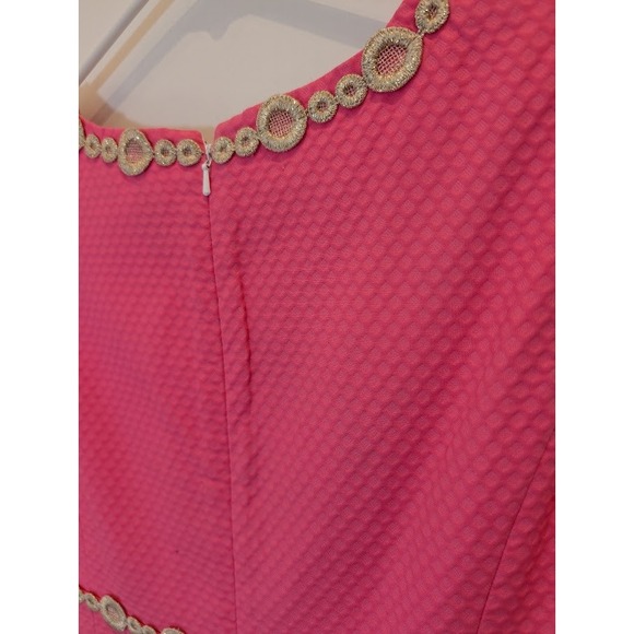Lilly Pulitzer Sleeveless Dress Pink‎ Textured Circle Trim Size 4 - Picture 6 of 11